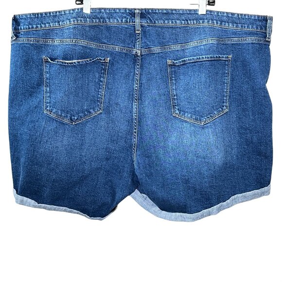 Old Navy Boyfriend Denim Shorts Size 30 Plus Blue Distressed Stretch Jean - Picture 2 of 7